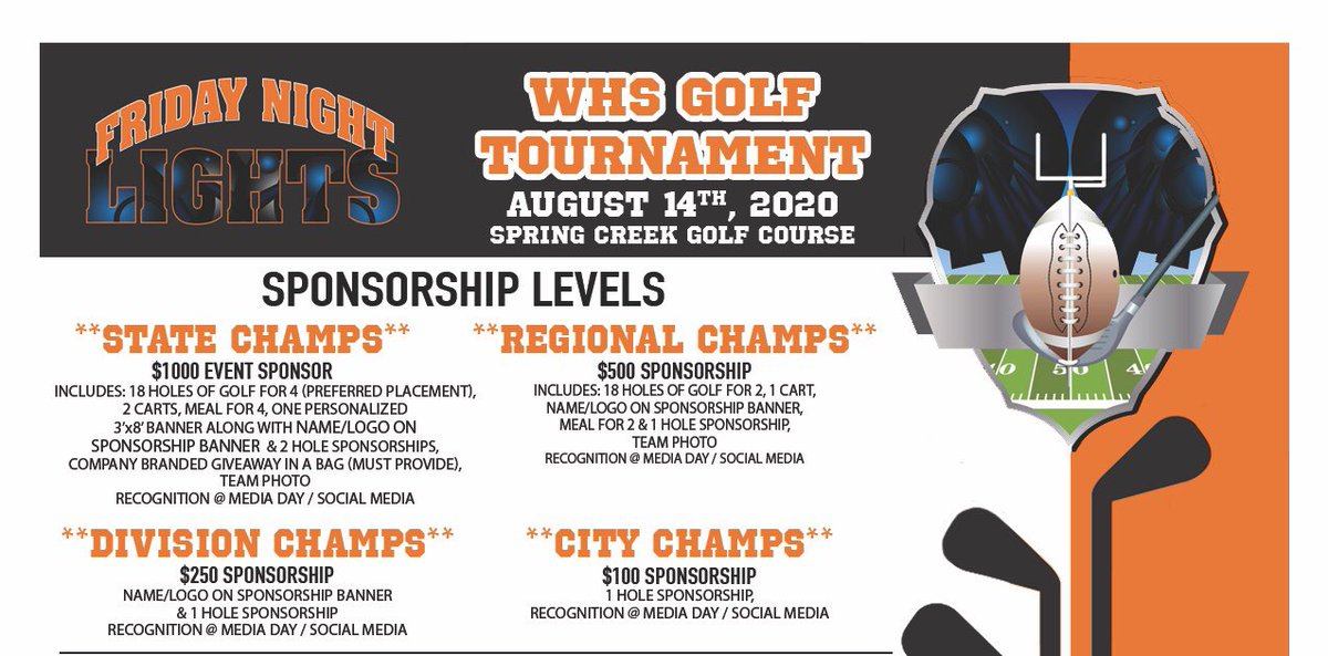 nation_fb's tweet photo. Opportunity to help sponsor our @SFW_Football program.  We have 4 levels of sponsorship available for our Golf event being held on August 14.  Please contact Chad Hanson @CJHANS69 for further information. https://t.co/1Qcy1MPstA
