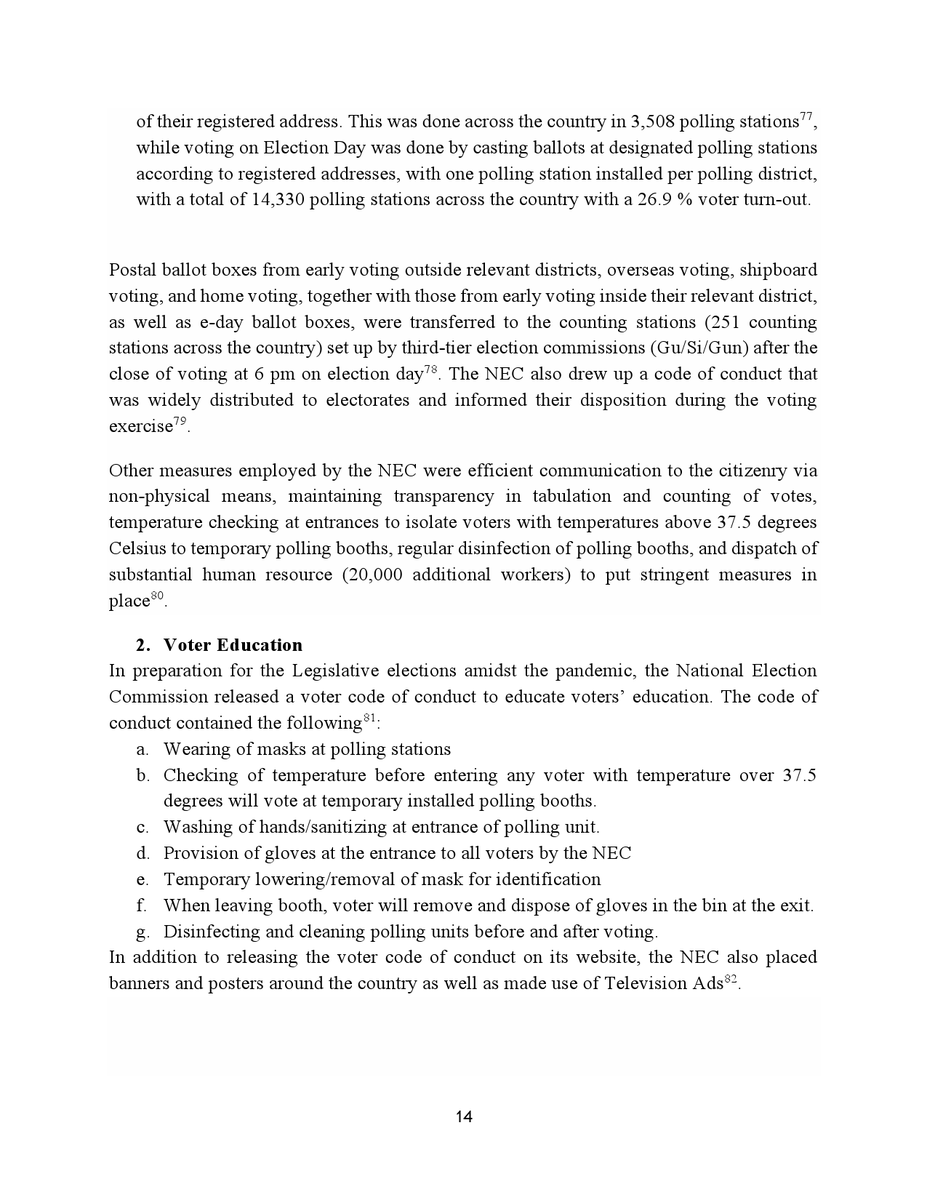 ElectoralHub's tweet photo. The South Korean National Election Commission (@KorElectionCom) implemented some novel changes to the electoral process aimed at protecting the integrity of the elections as well as the health and safety of the citizens (political candidates &amp; voters) #COVID__19 #GeneralElection https://t.co/r57WrXhjp8