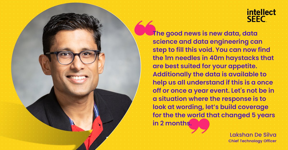 intellectAI's tweet photo. Lakshan De Silva, CTO, Intellect SEEC shares insights on how the insurance industry is particularly impacted by the pandemic. With the right data, he believes that there is an opportunity to increase the penetration of insurance products and services.
#PreparedForTomorrow #data https://t.co/RAp95Coict
