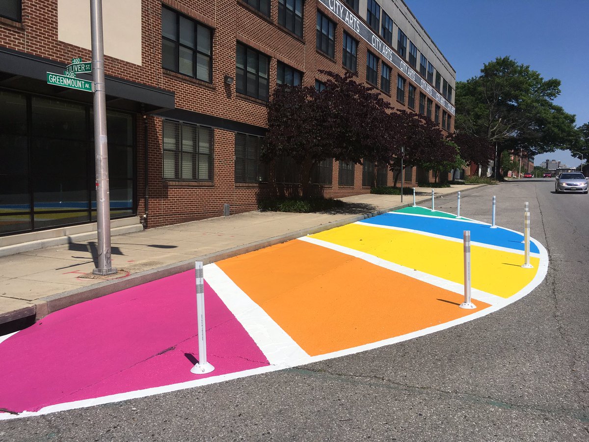 grahamprojects's tweet photo. Am proud to have been apart of the #MadeYouLookBmore team that created this colorful, pedestrian-safety #streetmural between @OpenWorksBmore &amp; City Arts at Greenmount &amp; Oliver. Congrats to Vilde &amp; Q of @micasocialdesgn for leading this amazing #placemaking effort! #grahamprojects https://t.co/xOG6XT6eNC