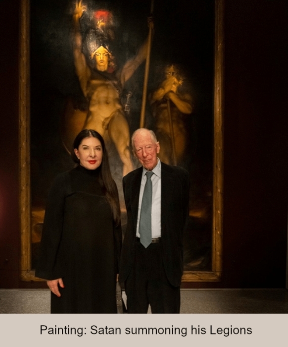  @MarinaAbramovlc with  #JacobRothschild in front of a very special picture called "Satan summoning his Legions".  #QanonArmy says, that the  #DeepState is in  #PanicInDC.