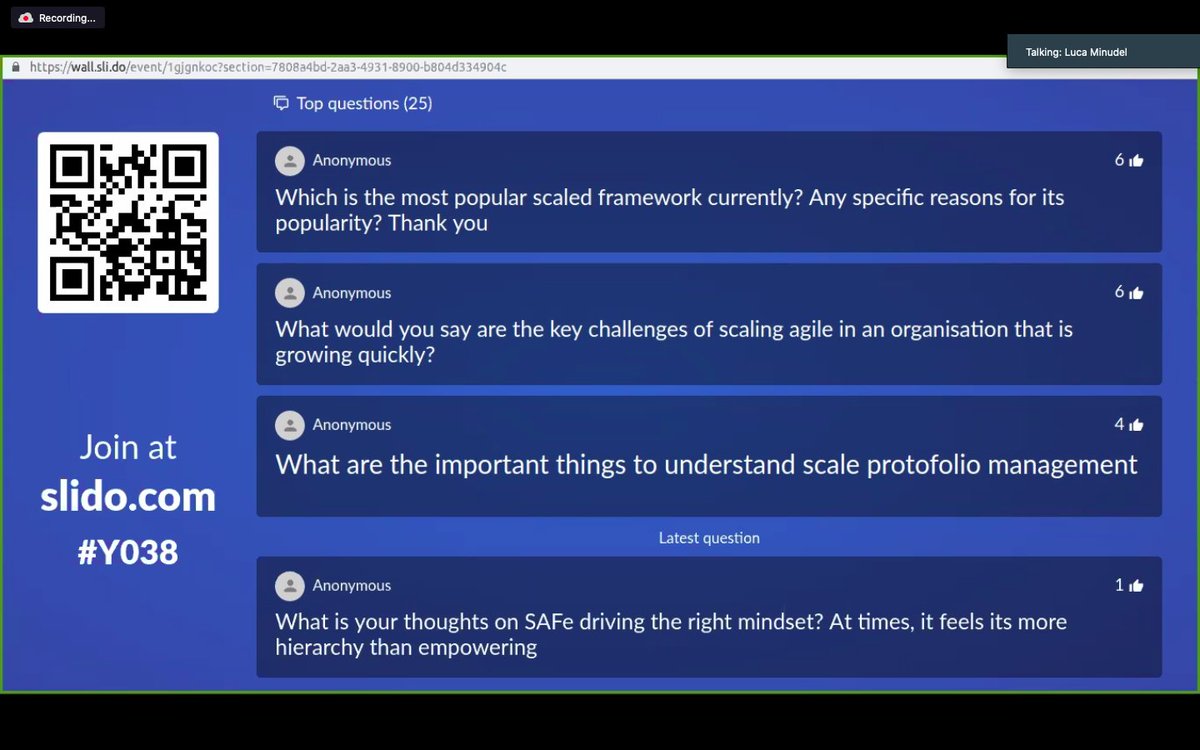 Follow-up session on Scaled Agile with <a href="/lukadotnet/">@lukadotnet@mstdn.social -@lucaminudel.bsky.social</a> to pick up the questions from the last session and start the discussion.