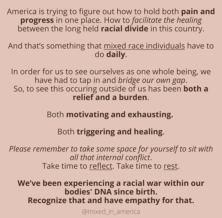 iamalmostasian's tweet photo. thank you 🙏 so much truth and wisdom here #Repost @mixed_in_america
・・・
Taking a moment to acknowledge the mixed experience during these times ❤️
#mixedinamerica #mixedrace #biracial #mixed #mixedwoman #mixedman #mixedchildren #biracialkids #biracialfamily #blm https://t.co/ppT6jhgmtY