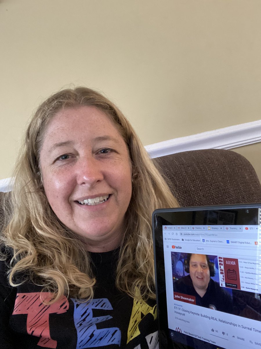 cathysupran's tweet photo. Finishing up an excellent day of technology PD from my couch! Thank you @EdTechPBC https://t.co/DylaeVzxHa