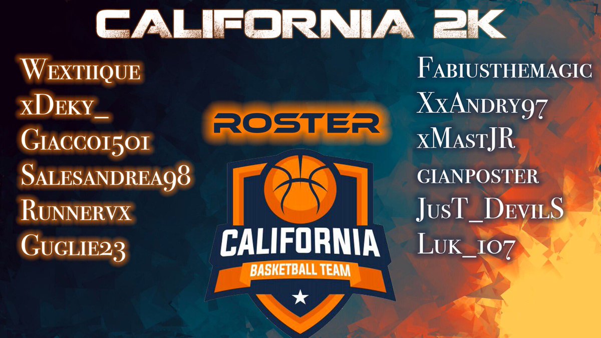 California2K_'s tweet photo. Ecco i 12 al completo che rappresenteranno il team nella @IBL_2K Summer League:
-@Wextiique 
-@DTF_War 
-@giafi_15x 
-@Salesandrea98 (C)
-@runnervx17 
-@gu_guglie23 
-@Fabiusthemagic 
-@Xandry97 
-@xMaStJR_4 
-@gianposter 
-@JusT_DeviIS 
-@luca_ozzi https://t.co/RPUxhfjUgZ