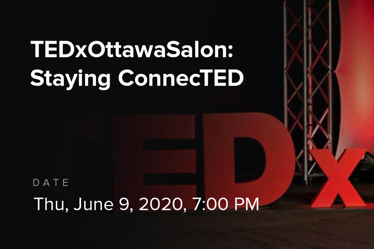 TechieBusiness's tweet photo. 🟡 TEDxOttawaSalon: Staying ConnecTED

🕐 Date: Thu, June 9, 2020, 7:00 PM – 9:00 PM EDT

💰 Entrance fee: free

➡️ Link:  https://t.co/Rd5AHS75Dl

#TechieBusiness #technology #marketing #business #freelance #services https://t.co/qU9GuMOkgi