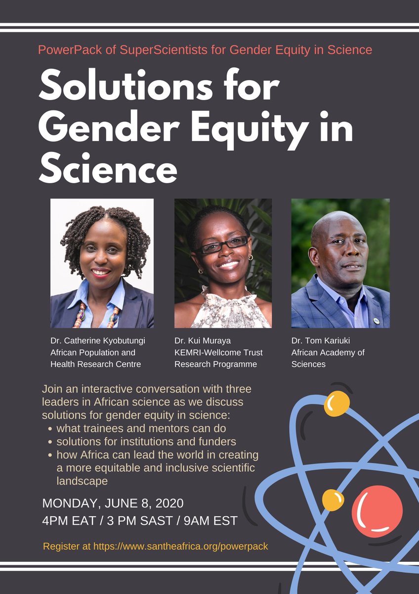 GenderEquitySci's tweet photo. Now your can watch yesterday's 🔥🔥session: 

https://t.co/WwomZNwxBH

We had so fun talking about 
#SolutionsForGenderEquity 
with 
@CKyobutungi 
@KuiMuraya
@Afroscientist 
Join us as we continue to discuss the ideas raised and help us to distill the conclusions of our campaign. https://t.co/51YkEi2Y0l