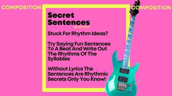 Do you have a secret language? 🤫

Today’s #composition tip suggests you use secret sentences to write #rhythms in your #music if you’re stuck for ideas!

Have you tried this method? Let me know and feel free to share! 😀