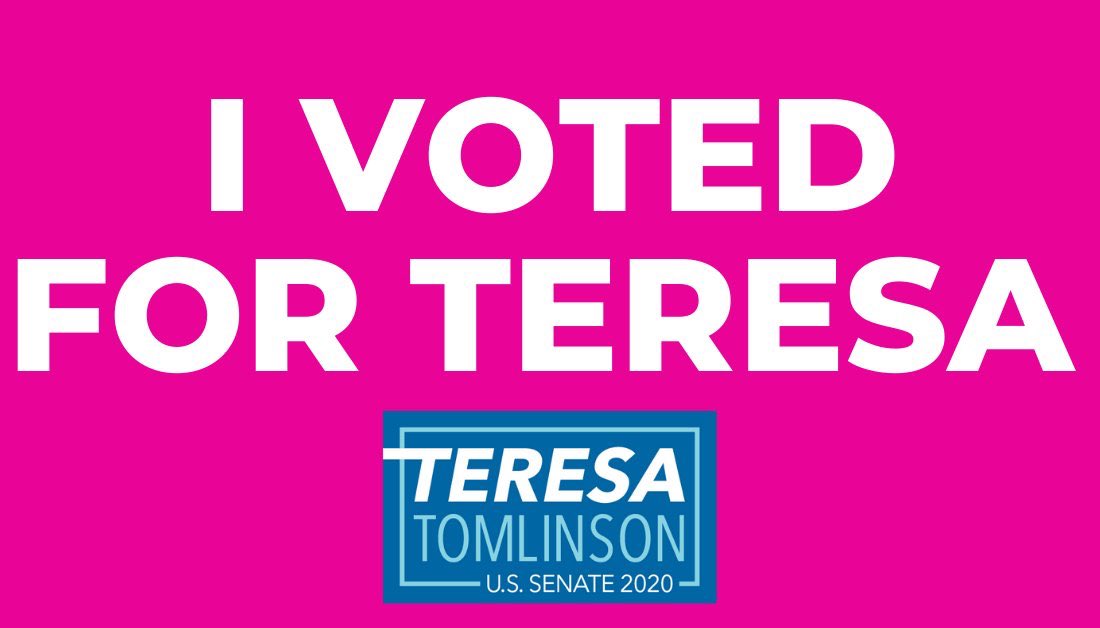 I voted for Teresa! She is the only one in this US Senate race that has held public office. She has coaltitons all across the State of Georgia. She is a policy wonk. She revitalized Columbus, GA. She is ready to lead on Day One. #TeamTomlinson 🍑 #gapol 🇺🇸