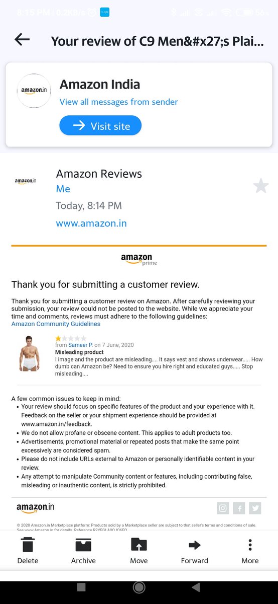 sameer_prasad's tweet photo. @AmazonHelp First you show the photo of underwear and sell vest. Isn't that misleading and against ethical guidelines. When I write a review, you cannot post it saying againt guidelines. Double standard... #amazonreviewer #dumbamazon https://t.co/weyofSOcZ9
