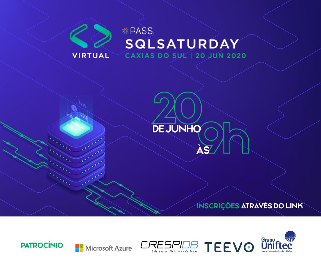 SQLCrespi's tweet photo. Não perca dia 20 de junho de 2020 o SQL Saturday 968 virtual.
Veja a grade de palestras está incrível. https://t.co/nVEmeH10XP 
E é de graça, inscreva-se logo para não perder a vaga. https://t.co/Lublckxgkh