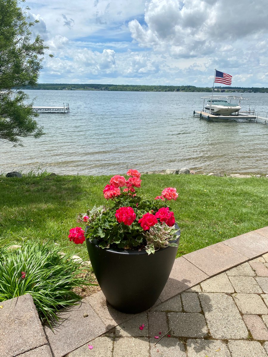 🌿🌊🌿 The Finger Lakes region of Upstate New York is exploding with fun this time of year. This little corner of Owasco Lake is now exploding with color!

Pictured: New Urban Vase 21s filled with Geraniums and Potato Vines in Blackstone.