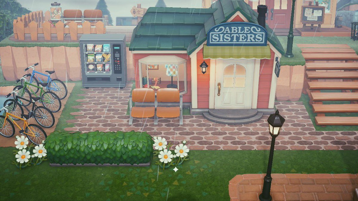potatotoffee's tweet photo. photos of my shopping center 🤍 i have a diy station and a mini outdoor library beside it :;(∩´﹏`∩);: #acnh https://t.co/YSs25UKjPP