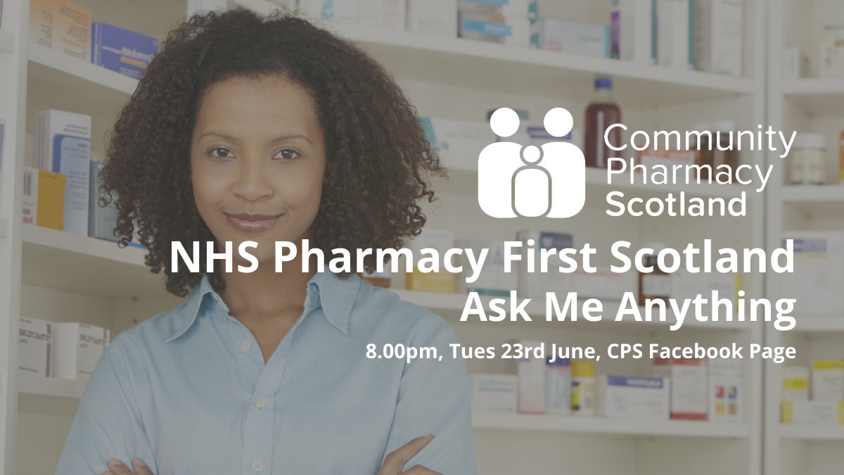 Ask Me Anything, our Facebook Live event, is coming back! Join <a href="/CPS_Adam/">Adam Osprey</a> as he answers your questions on the NHS Pharmacy First Scotland service which will launch at the end of July. Sign up here:  facebook.com/events/2983487…