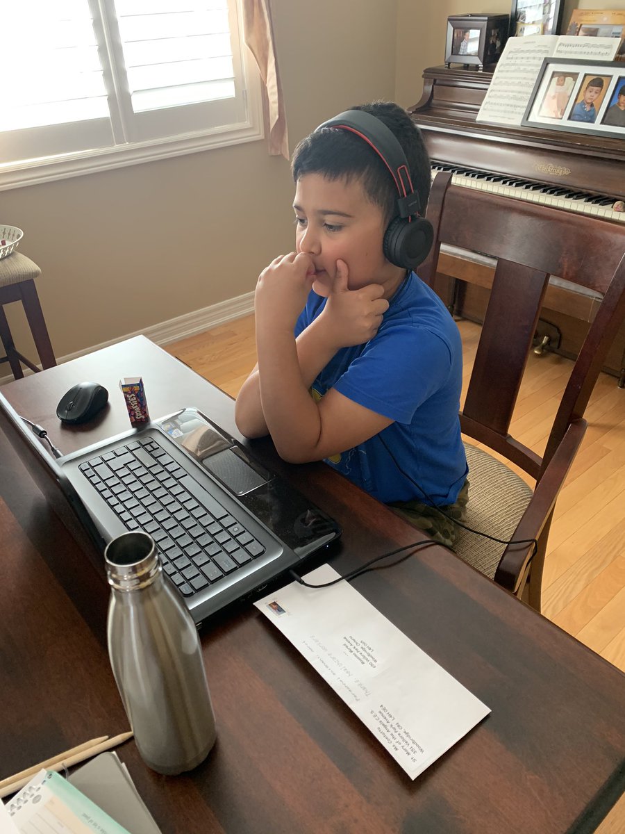 MorealChristina's tweet photo. Thumbs up Mom! He’s learning and listening to a wonderful children’s author Angela Hanimyan! Thank you to @YCDSB teachers for all you do! @angelahanimyan https://t.co/snFZuacFhY