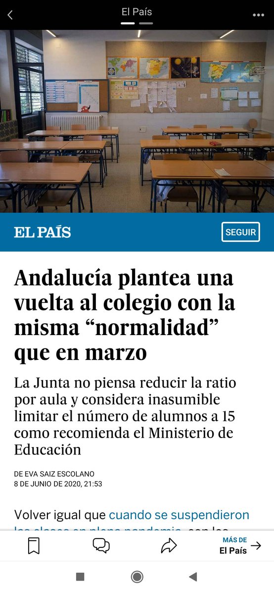 usteaeducacion's tweet photo. Dos noticias de un mismo curso, una publicada en septiembre y otra durante la pandemia. Los costes de no planificar bien la vuelta a clase pueden ser mayores y muy diferentes a los que plantea en la noticia, #BajaLaRatioImbroda. Se trata del futuro y la salud de nuestra sociedad https://t.co/eSXLInUBRn