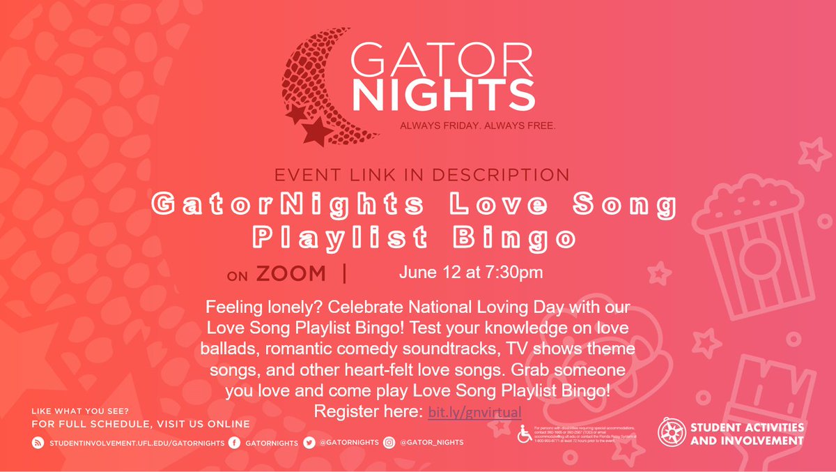 Feeling lonely? Celebrate National Loving Day with our Love Song Playlist Bingo! Test your knowledge on love ballads, romantic comedy soundtracks, TV shows theme songs, and other heart-felt love songs. Register Here: bit.ly/gnvirtual