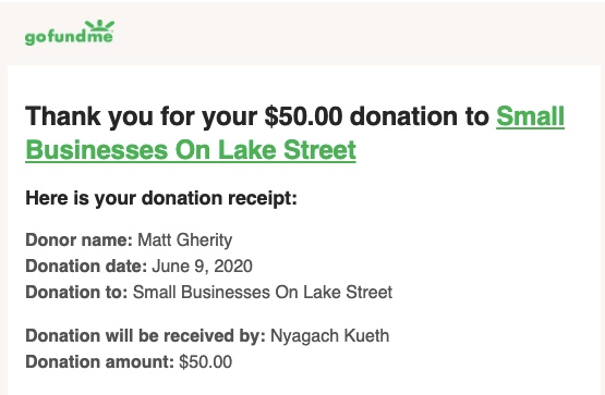 MattGherity's tweet photo. My Mom tutors Nyagach and this is incredible to see. She's 15 and has grassroots raised 70K for small businesses on Lake Street to rebuild and stay afloat. I want to see her hit 100K.

CC: @SheaSerrano 

https://t.co/E5R3LueQOt https://t.co/xcbXnZQ6aG
