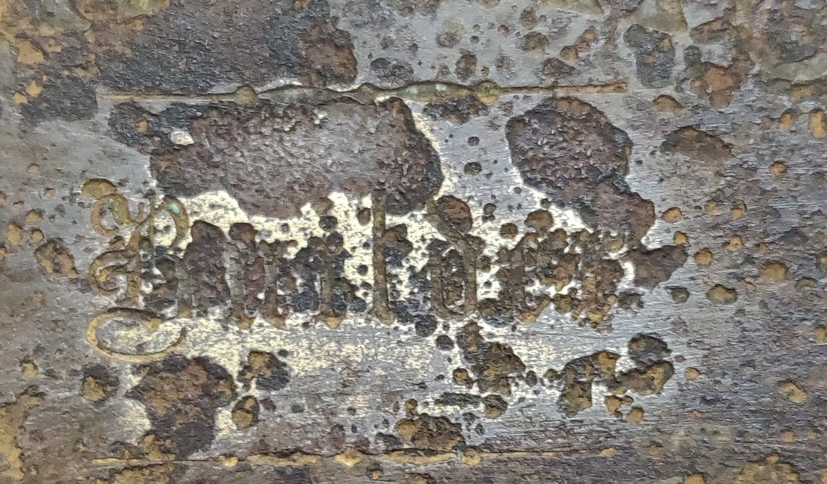 Help needed deciphering! I found this small plaque in a river yesterday (not the Thames!) . It says 'Harry How' on the top &amp; 'Guildford' on the bottom but for the life of me I can't read the middle section! Can you - if you can zoom in? Thank you! #mudlarking #mudlark #guildford