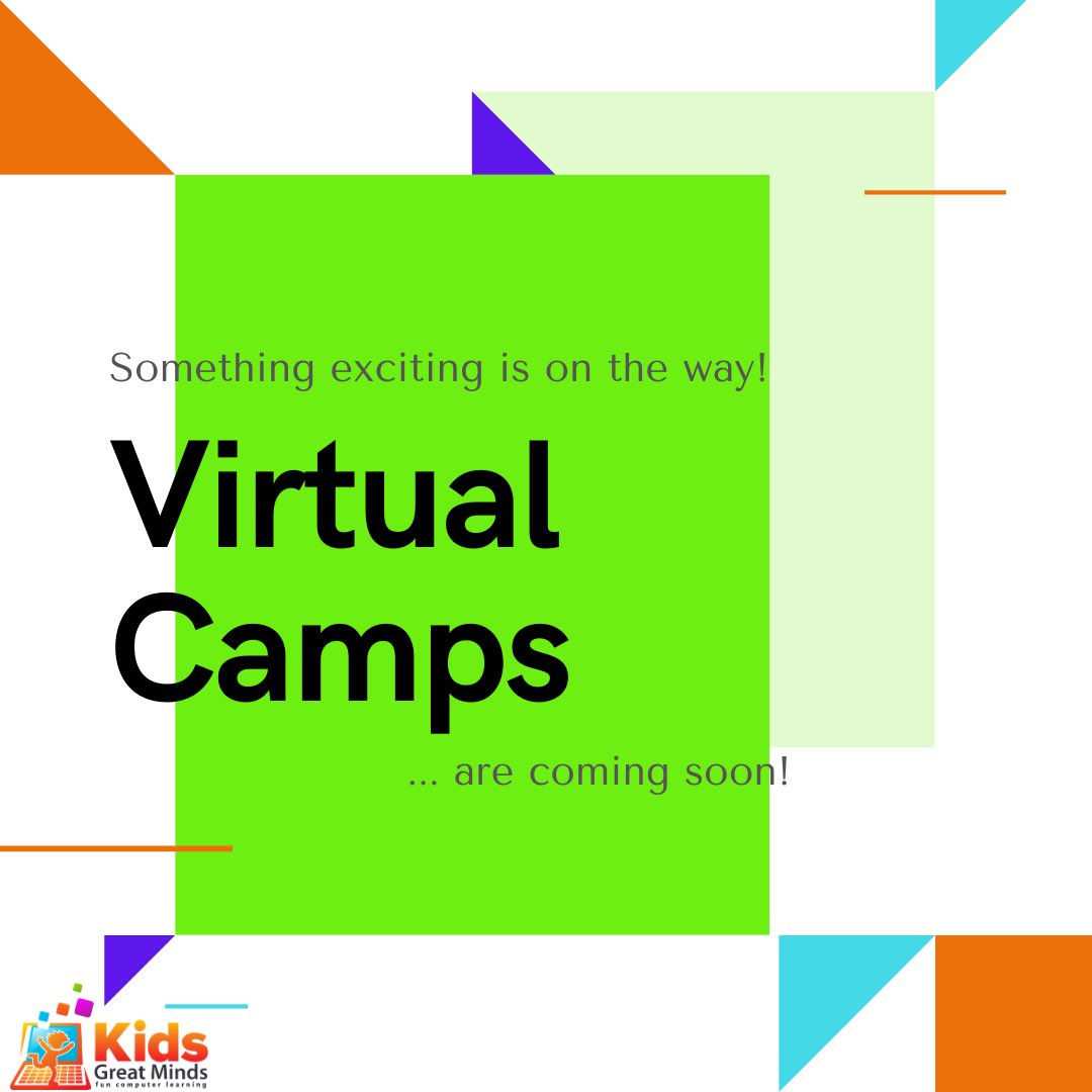 KidsGreatMinds's tweet photo. 💻 KGM is excited to announce #virtualcamps are coming soon!!! 💻
#funcomputerlearning #steam
#STEM #coding #3dmodeling #animation #java #appdev #python #gamedesign #gamedev #ruby #camp #summer https://t.co/e1W0YX86BT
