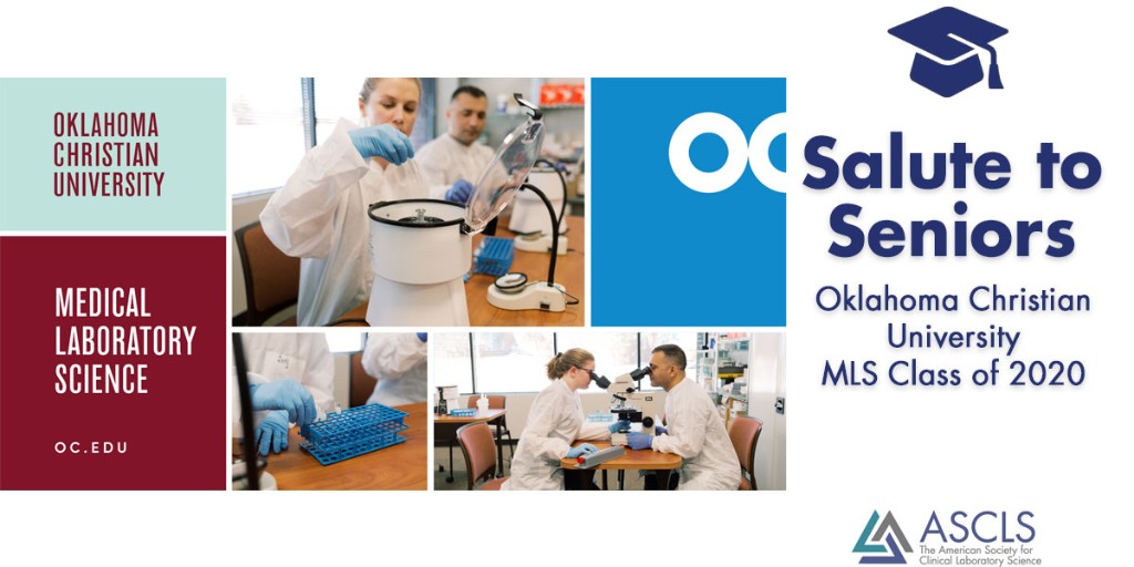 ASCLS's tweet photo. Congratulations to the 3 MLS graduates of Oklahoma Christian University in Edmond, OK. The MLS program has finished five years: all NAACLS benchmarks are met, and 100% of graduates find employment. #IamASCLS #Lab4Life #MedicalLaboratory #Classof2020 https://t.co/fff3d15cnm