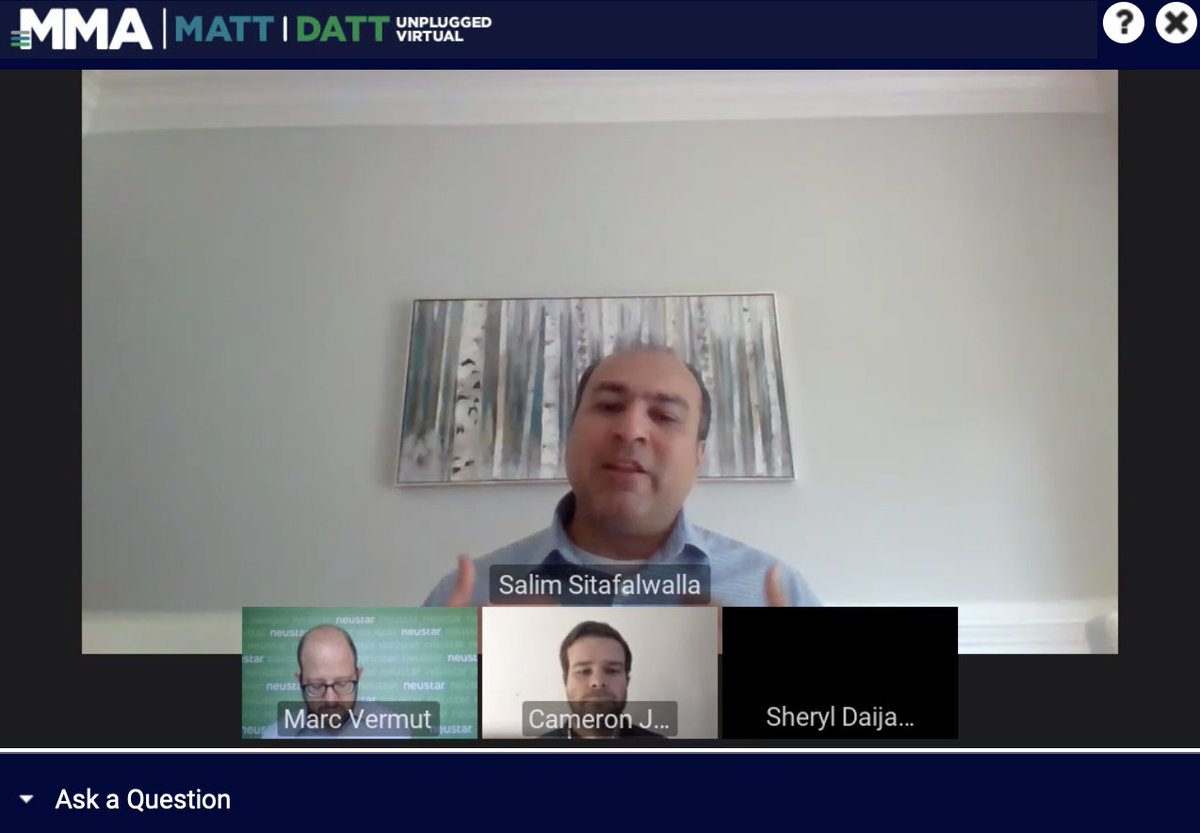 MMAglobal's tweet photo. On MTA adoption: “It’s not just a measurement tool, it is a guidance tool.  Once you can get behind that vision, then it can become a successful program.” @att’s Salim Sitafalwalla at MATT Unplugged Virtual #ShapeTheFuture #attribution #marketing #MultiTouchAttribution https://t.co/VeLQao8G2a