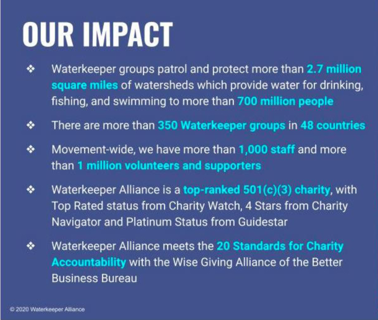 BWRiverkeeper's tweet image. We will always be a locally-focused independent nonprofit organization, but we are also proud to be a member of  @Waterkeeper Alliance with over 350 #Waterkeepers across the planet! The #Waterkeeper Annual Meeting just finished (online) and we are pleased to share these updates: