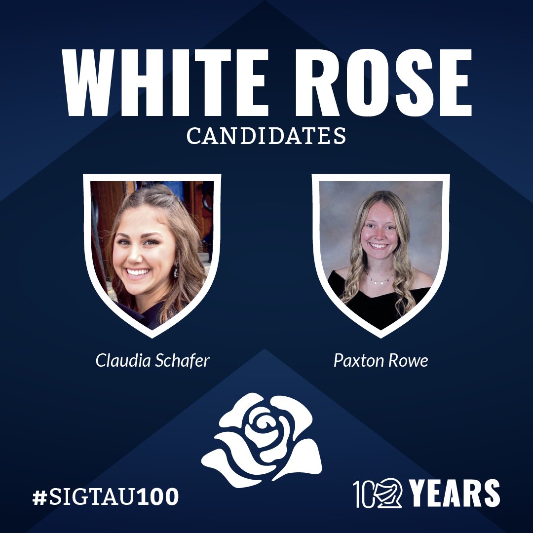 WHITE ROSE FINALISTS
Our next two finalists are Claudia Schafer from Southern Indiana and Paxton Rowe from Central Missouri! To learn more about the six finalists, visit the link in our bio. #SigTau #SigTau100