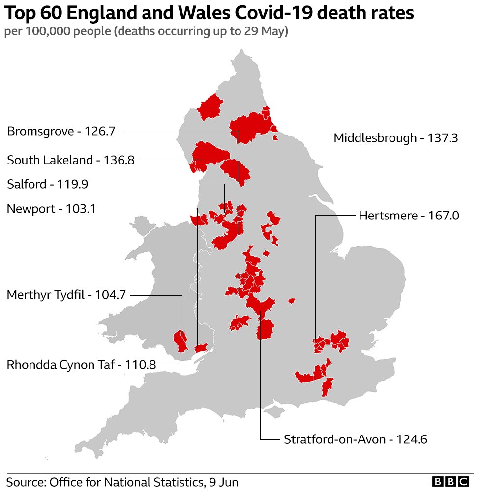 Rhondda Cynon Taff has the highest death rate in Wales, while only the