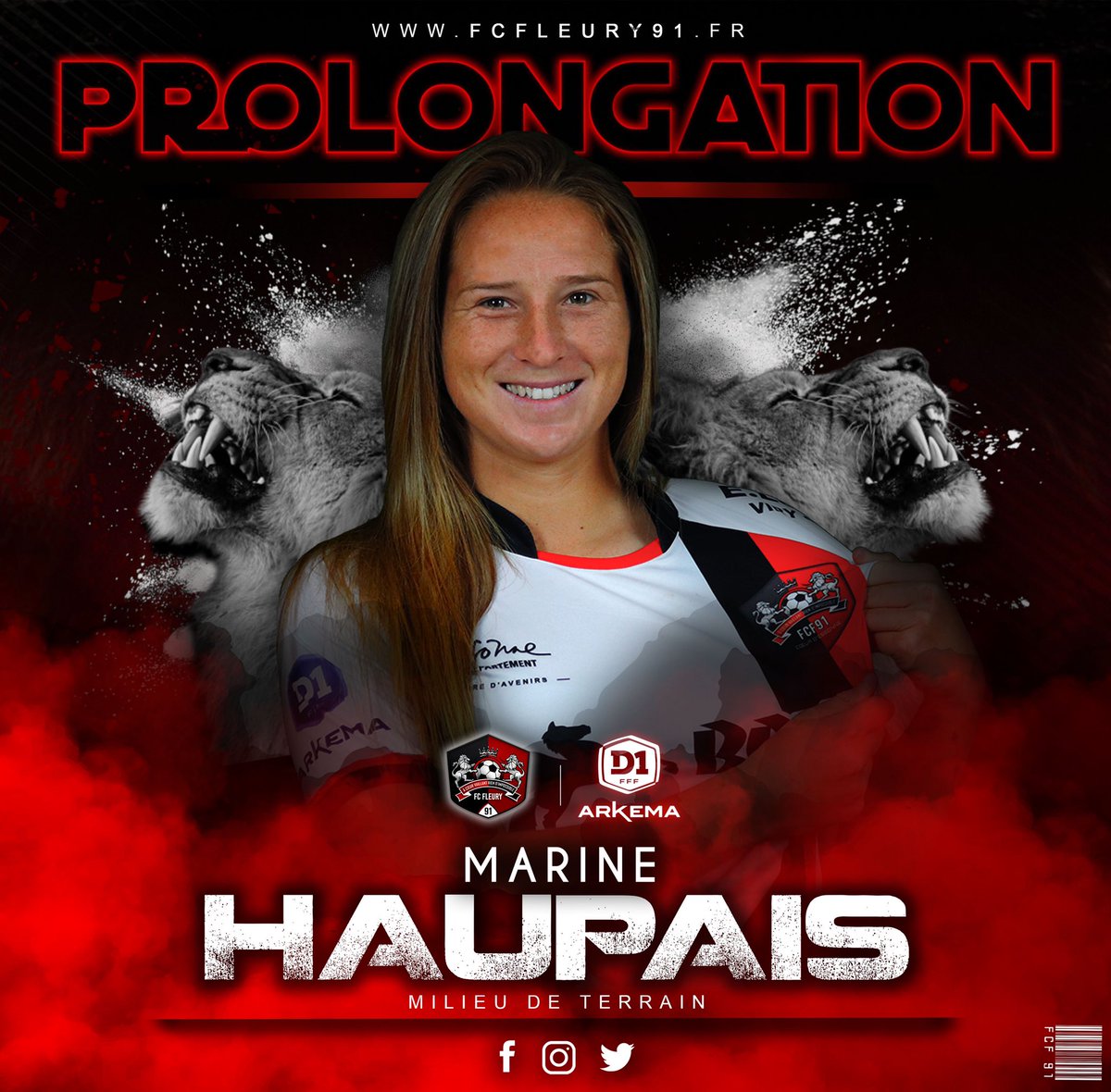 FCFleury91's tweet photo. ✔️ #D1F Le FC Fleury 91 est heureux de vous annoncer la prolongation de sa milieu de terrain, Marine HAUPAIS ! 

Elle jouera sa quatrième saison sous les couleurs ⚫️🔴

#MH28 🇫🇷 https://t.co/GBjcKTMBHO