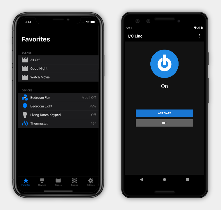 homeboycontrol's tweet photo. Our latest Homeboy release includes basic support for I/O Linc devices. We've also added dark mode for recent versions of iOS and Android that support it natively. Can your @Insteon app do that? https://t.co/TZL9fZEa97