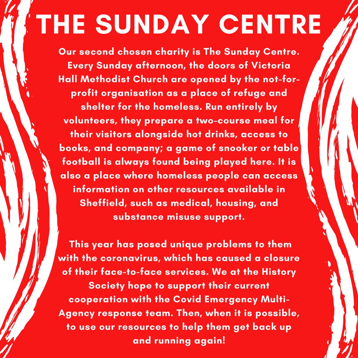 SHEFHSTSOC's tweet photo. We are incredibly proud to announce the charities that we will be supporting this year are Assist and The Sunday Centre! Both of these organisations represent the community spirit and values that we as a society wish to embody! 

HSTSOC❤️🌈🤩 https://t.co/pFBLWQgDsx