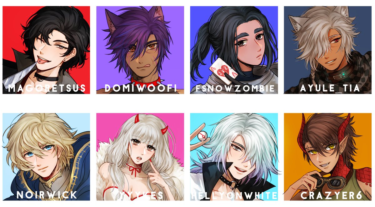 first 8 charity comms done thank u angels all ur chars are really fun to draw ?? 