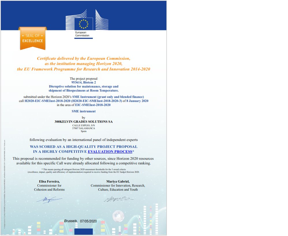 300K_bio's tweet photo. @300K_bio has received the #SealOfExcellence from the @EU_Commission for the #innovations of our Biotem 2 project #EU_Projects submitted to #EUeic, #eicAccelerator and #eicPathfinder https://t.co/aiu6S4tc82