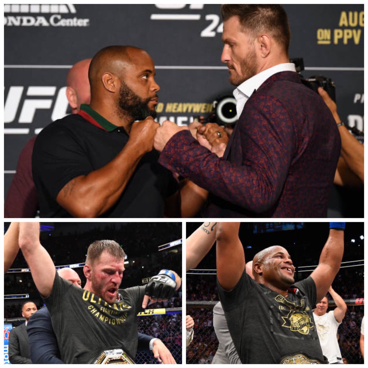 bokamotoESPN's tweet photo. It’s booked. Aug. 15. Stipe Miocic (@stipemiocic) vs. Daniel Cormier (@dc_mma). Biggest title fight in history of division, in my IMO. Lifetime bragging rights. Winner is the best heavyweight of his era. Loser is not. Doesn’t get bigger than that. https://t.co/tiy3BB8hbv