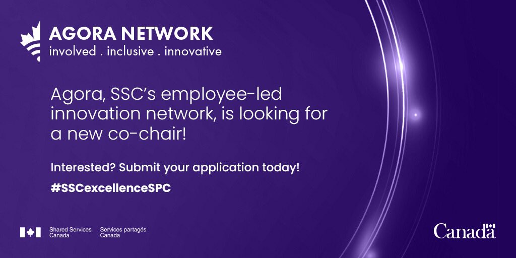 The time has come – we’re looking for a new co-chair! Are you passionate about engagement, inclusivity, and innovation? DM or email us at SSC.agora-agora.SPC@canada.ca  to find out how you can apply! Applications are due EOD June 17th.
