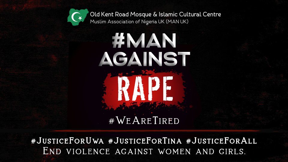 OKR_Mosque's tweet photo. Today we are launching our anti-rape campaign: #MANagainstRAPE

The topic of rape has been spoken about a lot recently, in light of the tragic, fatal cases of rape in Nigeria and across the world. https://t.co/Ppehgh20b9
