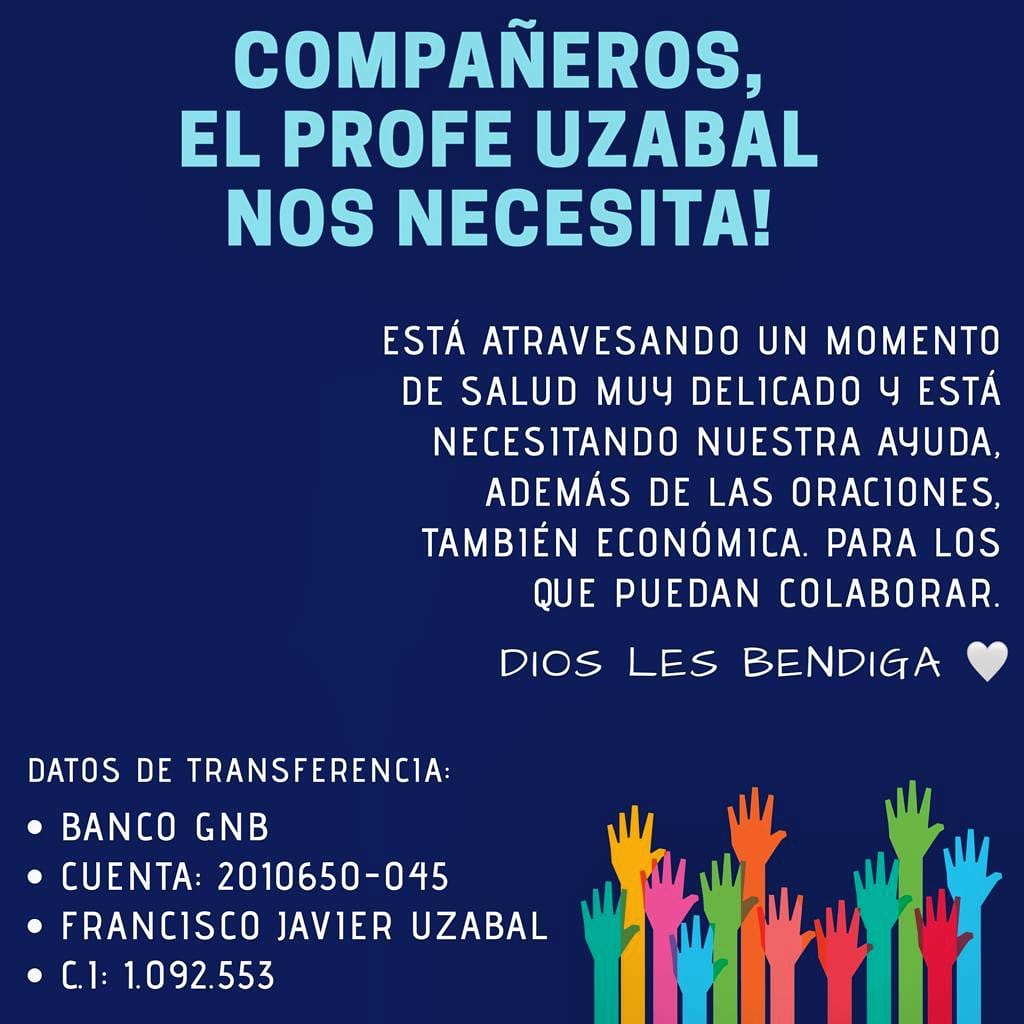 EXASALE's tweet photo. El querido Profe Uzabal del Sale nos necesita, fuerza Profe, no estás sólo 💪🙏💙#EXASALE #Sale120 #SALESIANITO #ORGULLOCELESTE https://t.co/Sdx6Rrev3y