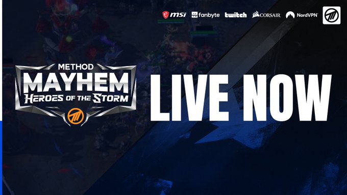 Method's tweet photo. It's Mayhem time! Join us for Method Mayhem Heroes of the Storm - with many familiar faces back for another grab for glory! #methodmayhem
📺LIVE: https://t.co/zl7YSb32cw
⚔️ Brackets: https://t.co/0sZxg84YsS https://t.co/Q01C4tCrPy
