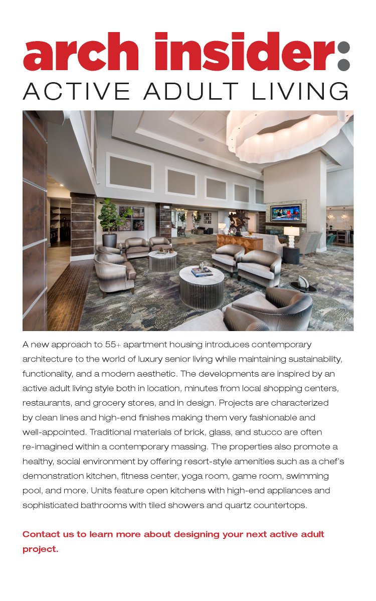 Check out the latest M+P arch insider with a focus on our new approach to 55+ apartment housing. #activeadult #architecture #multifamily #luxuryliving
 ecs.page.link/ixyAh