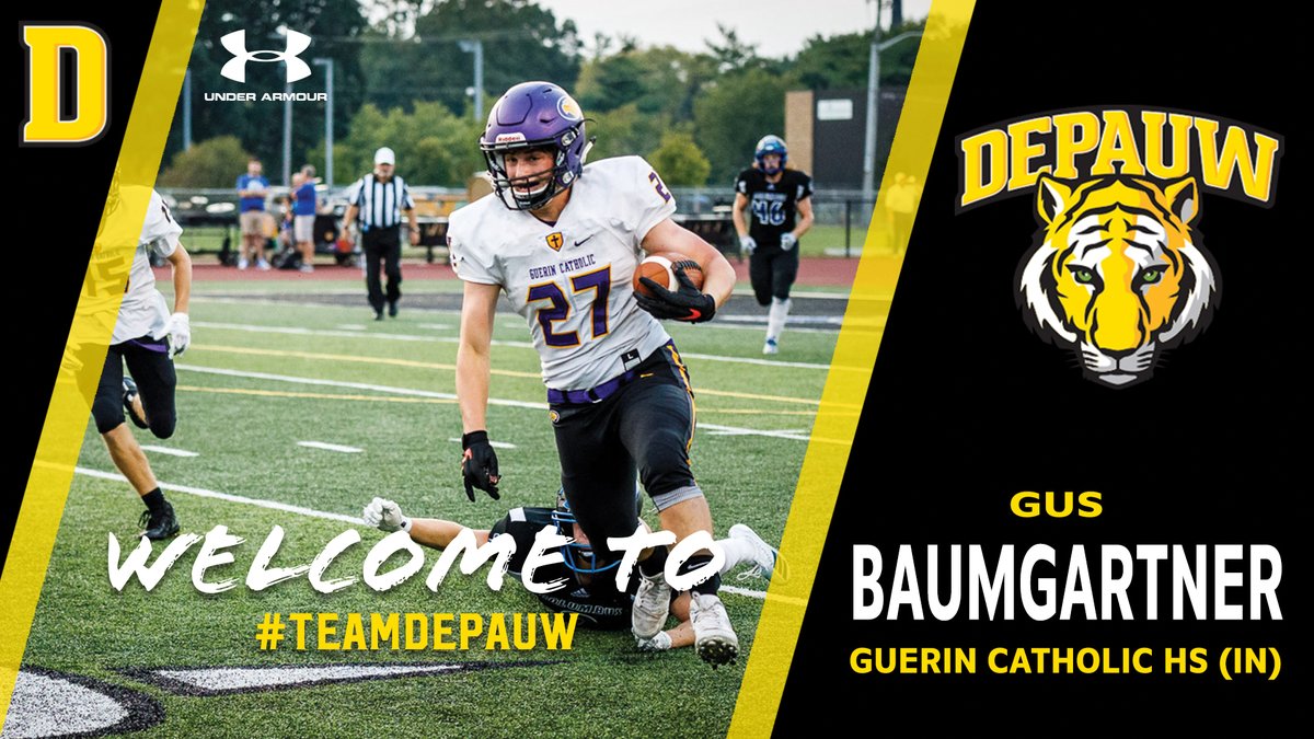 DePauwTigersFB's tweet photo. Welcome to #TeamDePauw, from Guerin Catholic HS (IN), Gus Baumgartner #DPU2024 🐯🏈 https://t.co/oKVSAEhJit