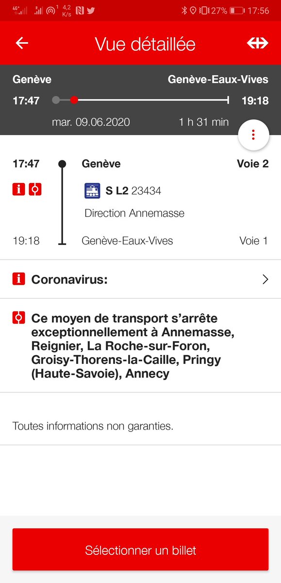 trabix's tweet photo. @RailService comme cela fait plusieurs jour que l'appli annonce ce train qui met 1h30 pour traverser Genève je me permets de vous le signaler... https://t.co/dZZOtCu7v2