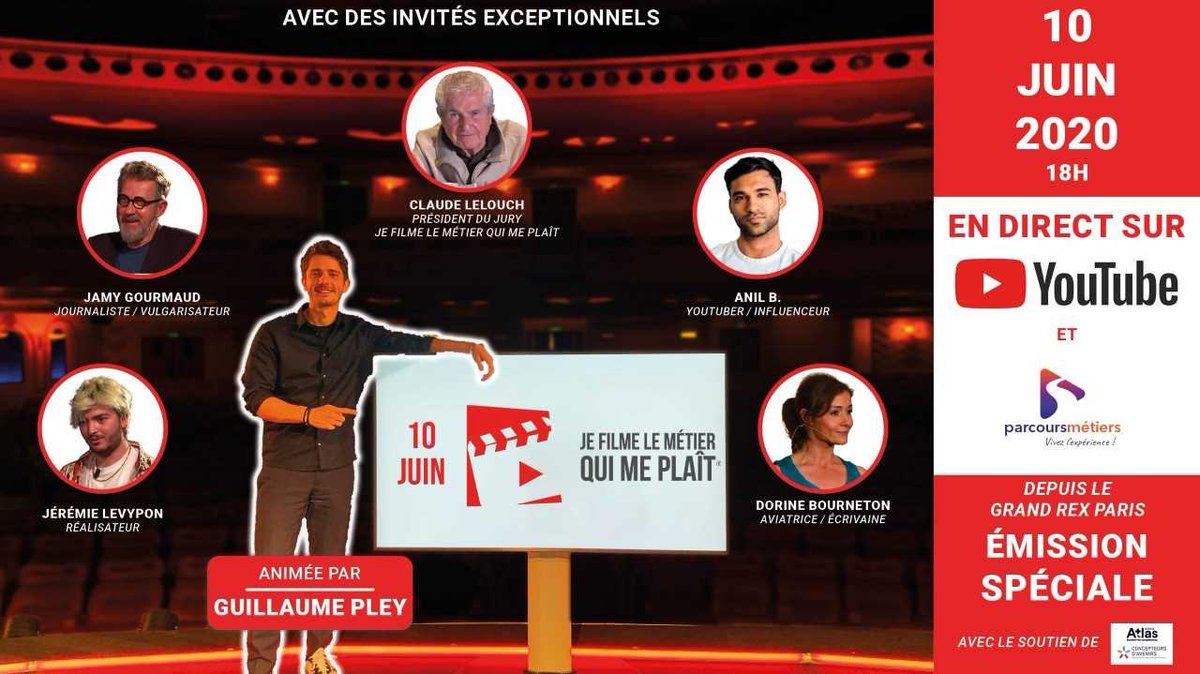 OpcoAtlas's tweet image. [RDV] 🎥 Concours Je Filme le métier qui me plaît | Quels seront les lauréats dans la catégorie N.I.C.E Jobs #métiers du #numerique ? Réponse demain à partir de 18h pour la cérémonie officielle en live-tweet #JFLMQMP
ℹ️ #Atlas, partenaire de l'évènement, récompensera 4 films