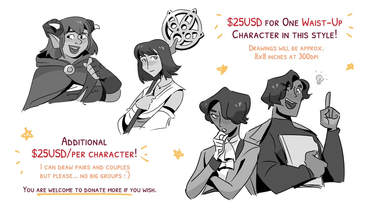 I'm doing $25 b&w waist-up donation drawings! DM or email me at thestripeyworm@gmail.com if you'd like to donate and get a drawing in exchange ?
100% is going to 2 Toronto-non profits: the Black Legal Action Centre The 519: LGBTQ2S COVID-19 Relief fund
(RTs appreciated ❤️)