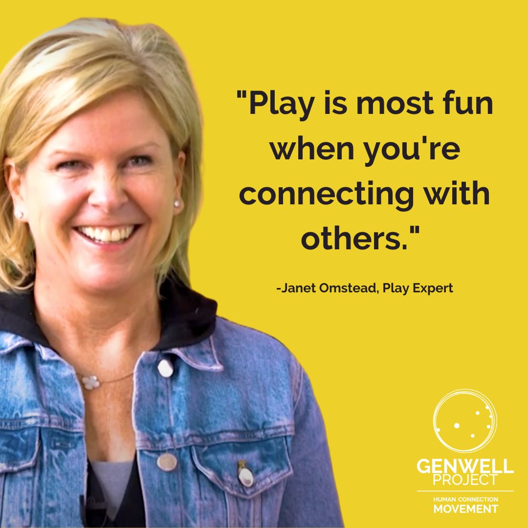 GenWellProject's tweet image. A little bit of play can go a long in helping you connect with others and feel better! Take a look at what #play means to @JanetOmstead: ow.ly/qFr150A2wy0

#InThisTogether #PlayandExercise #Health #Wellbeing #Happiness #HumanConnection