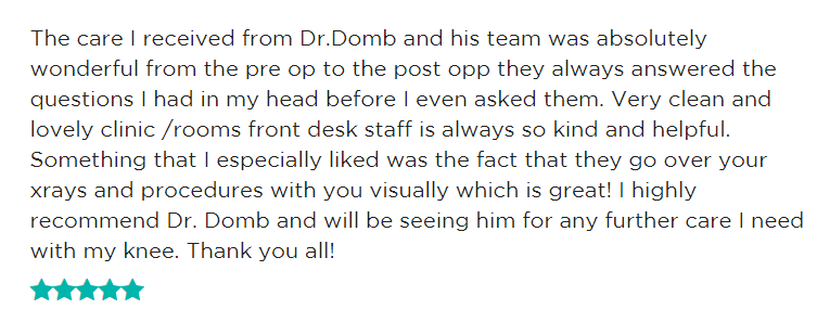 BenjaminDombMD's tweet photo. We go the extra mile to ensure our patients feel welcome and are at ease. Thank you for leaving us such a wonderful review. Stay safe and happy. #testimonialtuesday #hip #hipsurgery #benjamindombmd #drdomb #americanhipinstitute #AHI #patientreview https://t.co/yerk6PEm2J