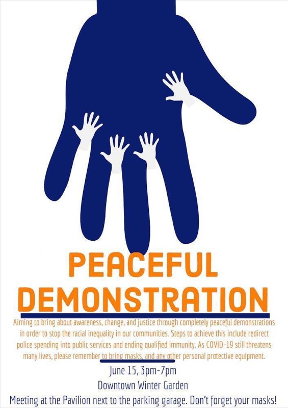 cawthorn_sophia's tweet photo. Peaceful protest in Winter Garden, June 15th @ 3pm https://t.co/xsfvy4FMmn
