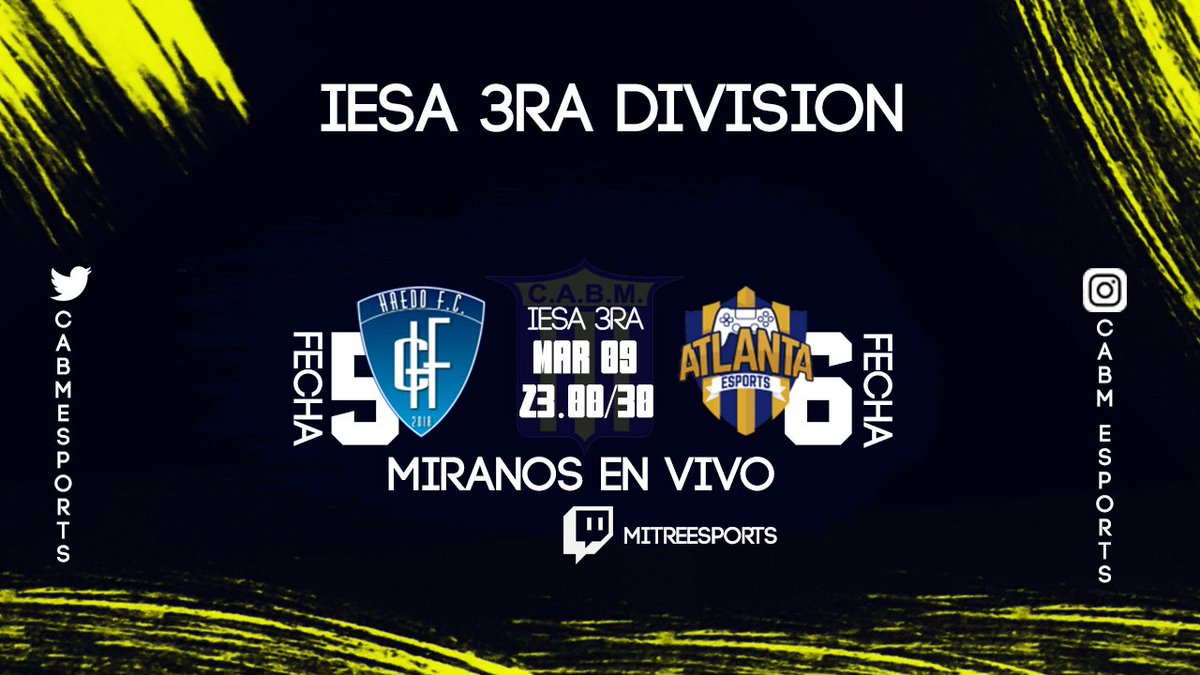 [IESA ARGENTINA]

Hoy el auriazul tendrá 2 duelos claves para seguir con el sueño del ascenso. Desde las 23hs nos enfrentaremos a <a href="/Haedo_FC/">Haedo</a> y seguido desde 23.30 visitaremos a <a href="/eSport_Atlanta/">CA Atlanta eSports</a>