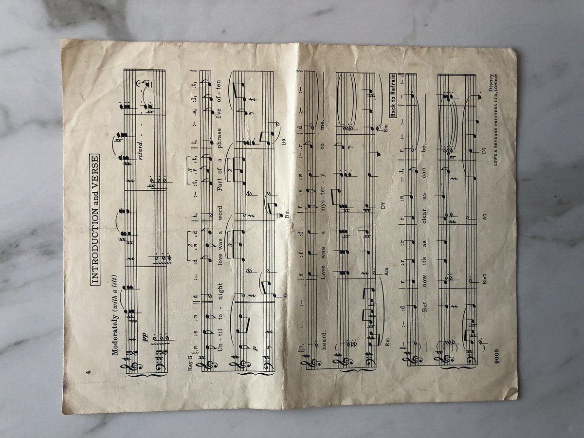 TheaAchillea's tweet photo. I wonder if anyone can give me any info on this #musicscore by #LoweandBrydone publishers. It’s an original my mum found at my late big granddads house. Can’t find anything online 🤔🤓 #Cinderella @Disney #Disney #DisneyMusic #DisneyCollectables #SoThisIsLove https://t.co/y4R24XOeOP