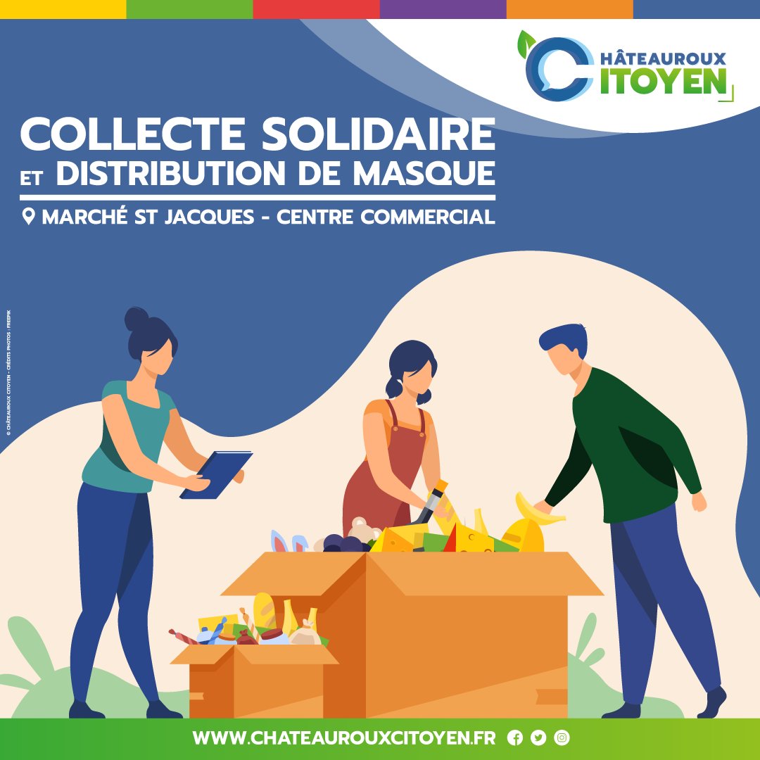 ChtxCitoyen's tweet photo. ⏰ N'oubliez pas, on se donne rendez-vous demain à #Châteauroux pour une collecte de nourritures, vêtements et produits d'hygiène ! Parallèlement vous pourrez récupérer un masque pour vous ou vos proches.

📅 Nos autres RDV : https://t.co/GvAcFBDikz https://t.co/9kXEpLczCL